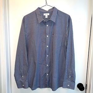 Calvin Klein Long Sleeve Dress Shirt Blue and White Gingham Plaid